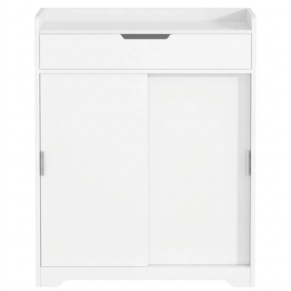 Moderner Schuhschrank mit verstellbaren Böden und Schublade, für Eingangsbereich, Flur, Garderobe, Weiß, 36 x 65 x 108 cm