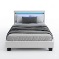 Modernes Polsterbett 90x200 cm mit LED-Beleuchtung und Kunstleder