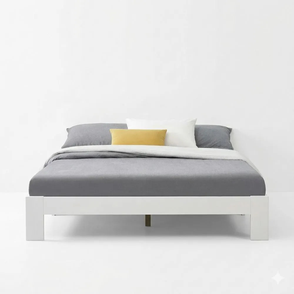 Massivholzbett 120x200 cm mit Lattenrost, Einzel- oder Gästebett, Weiß