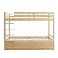 Kiefer Massivholz-Etagenbett mit Treppe und Ausziehbett 90 x 200