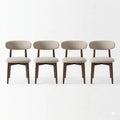 6er Set Esszimmerstühle mit Rückenlehne und Holzbeinen, Beige