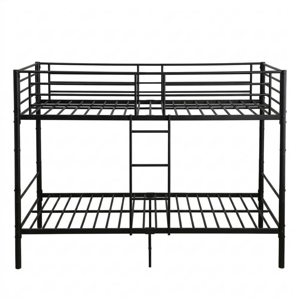 Kombinationsbett mit Leiter und Fallschutz, 90x200 cm, Schwarz
