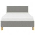 Modernes Einzelbett mit Kopfteil, 90x200 cm, Hellgrauer Stoffbezug
